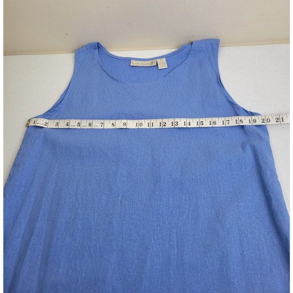 Vtg Jane Ashley Blue Floral Embroidered Linen Blend Shirt & Dress Size Large - Picture 3 of 15